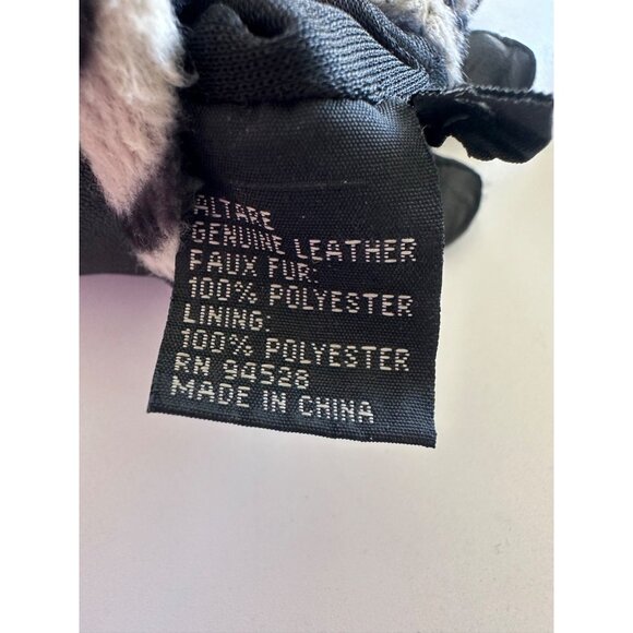 Altare Black Genuine Leather Gloves with Zebra Print Accents Women's LG - Picture 4 of 6